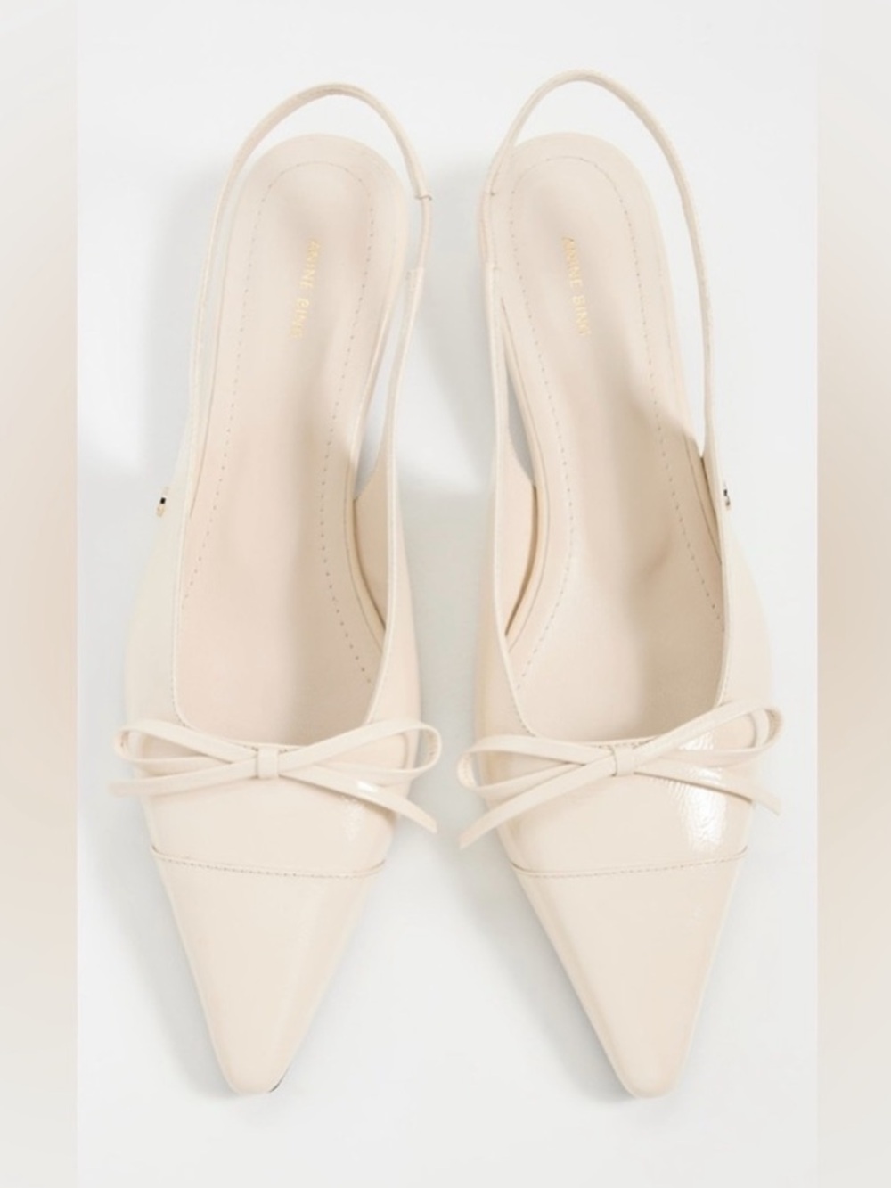 Anine Bing Cream Pointed Toe Slingback Mules